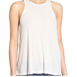 White ribbed high neck tank top